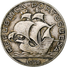 Portugal, 2-1/2 Escudos, 1932, Silver, EF(40-45), KM:580