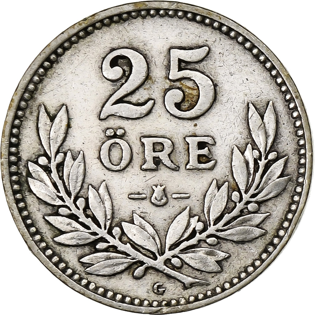 Suède, Gustaf V, 25 Öre, 1934, Argent, TB+, KM:785