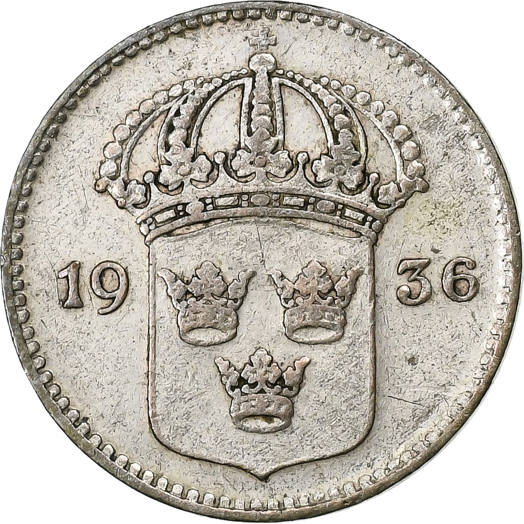 Sweden, Gustaf V, 10 Öre, 1936, Silver, EF(40-45), KM:780