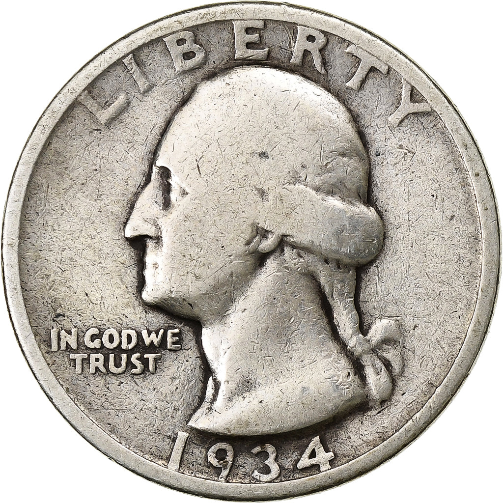 United States, Quarter, Washington Quarter, 1934, U.S. Mint, Silver, VF(30-35)