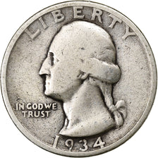 United States, Quarter, Washington Quarter, 1934, U.S. Mint, Silver, VF(30-35)