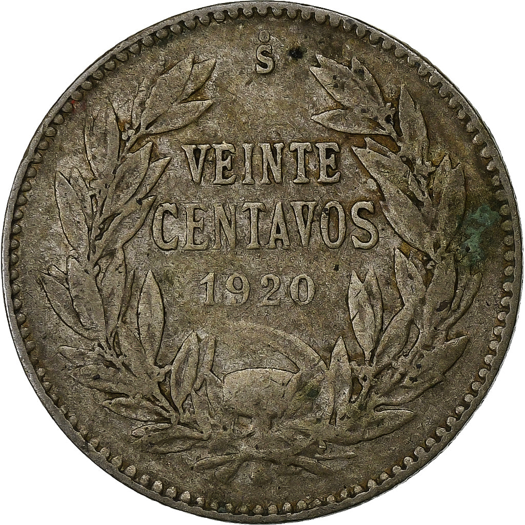 Chile, 20 Centavos, 1920, Santiago, Silver, VF(30-35), KM:151.3