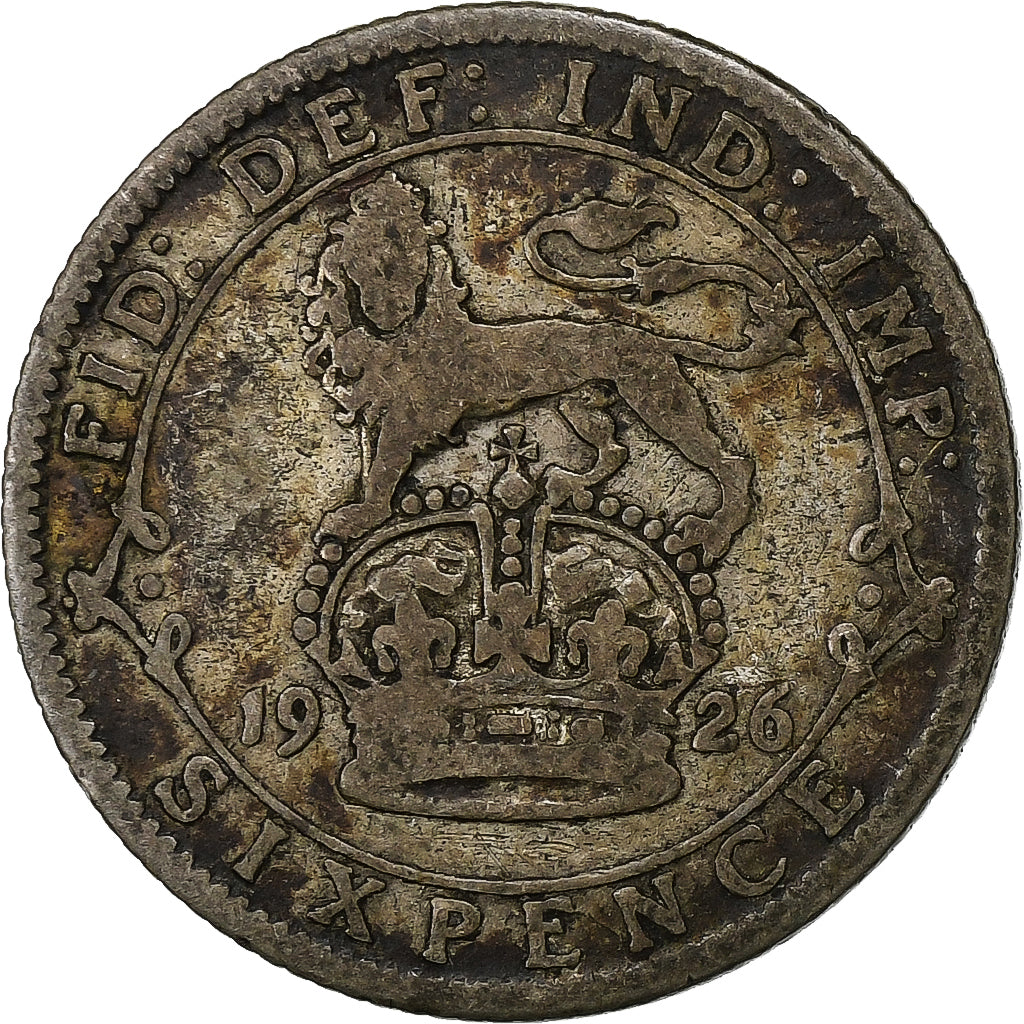 Wielka Brytania, George V, 6 Pence, 1926, Srebro, VF(20-25), KM:815a.2