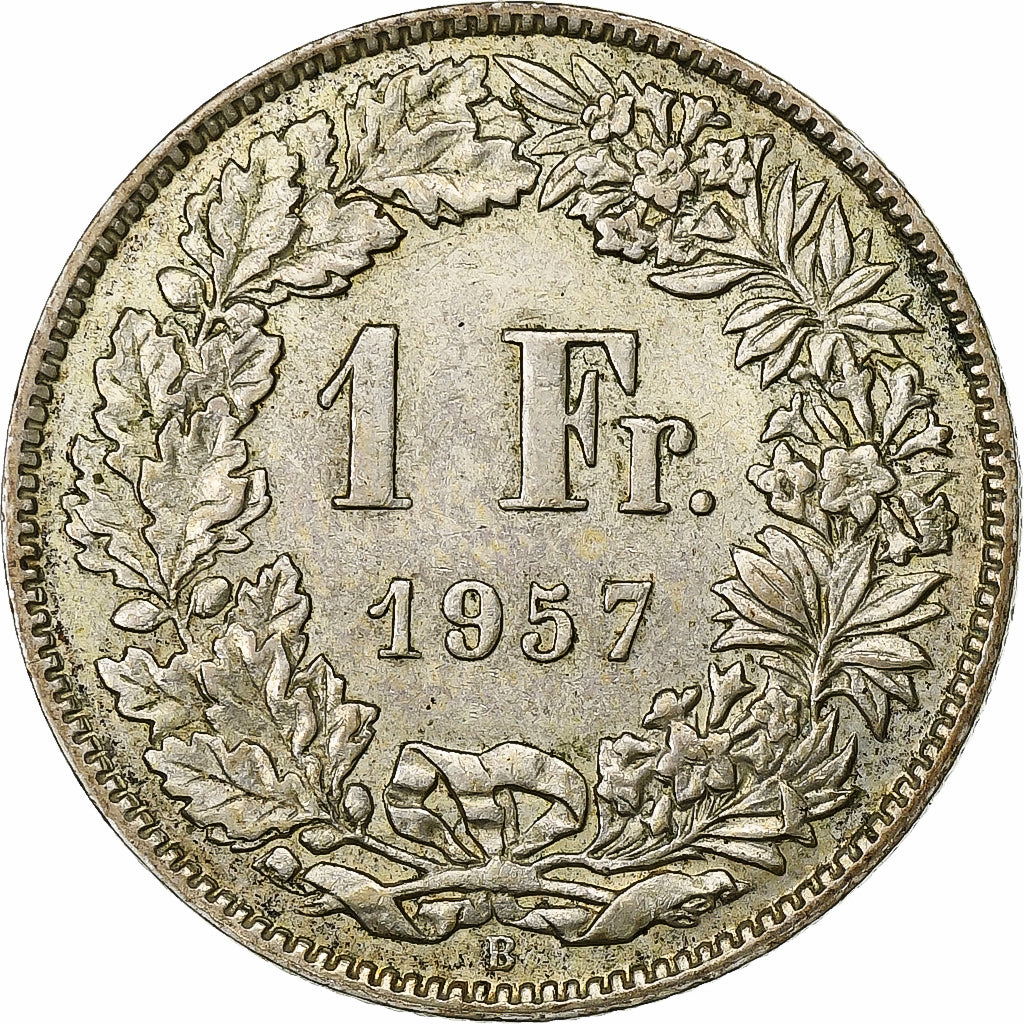 Switzerland, Franc, 1957, Bern, Silver, AU(50-53), KM:24