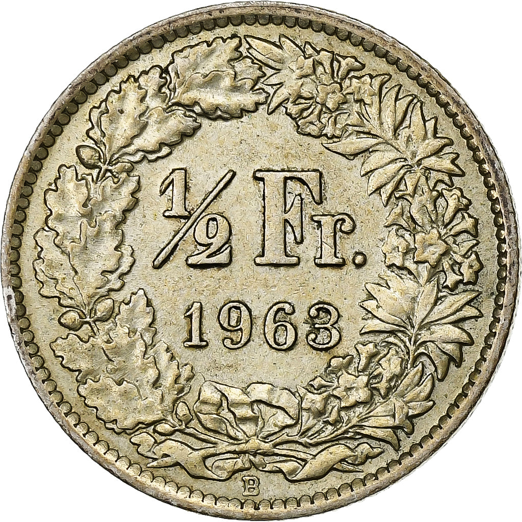 Suiza, 1/2 Franc, 1963, Bern, Plata, BC+, KM:23