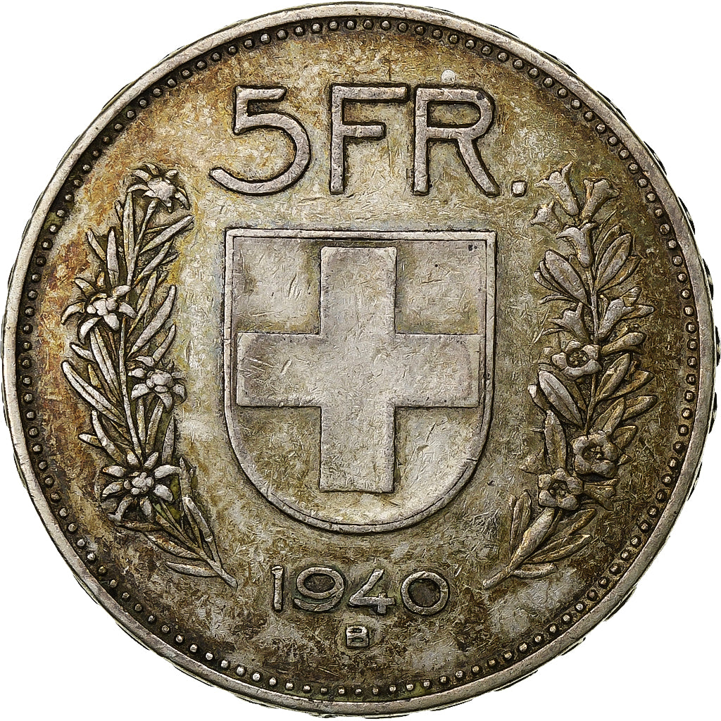 Switzerland, 5 Francs, 1940, Bern, Silver, AU(50-53), KM:45