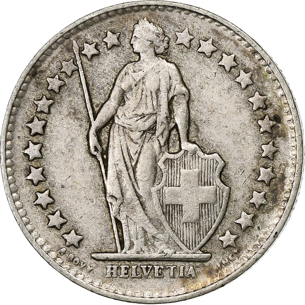 Suiza, 1/2 Franc, 1944, Bern, Plata, BC+, KM:23
