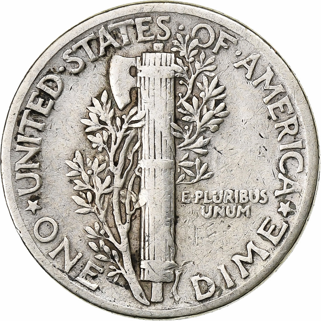 États-Unis, Dime, Mercury Dime, 1943, U.S. Mint, Argent, TB+, KM:140