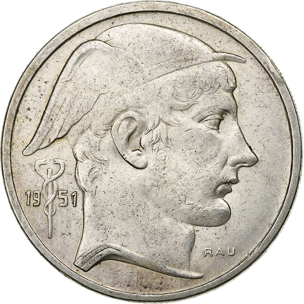 Belgium, 50 Francs, 50 Frank, 1951, Brussels, Silver, EF(40-45), KM:137