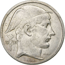 Belgium, 50 Francs, 50 Frank, 1951, Brussels, Silver, EF(40-45), KM:137