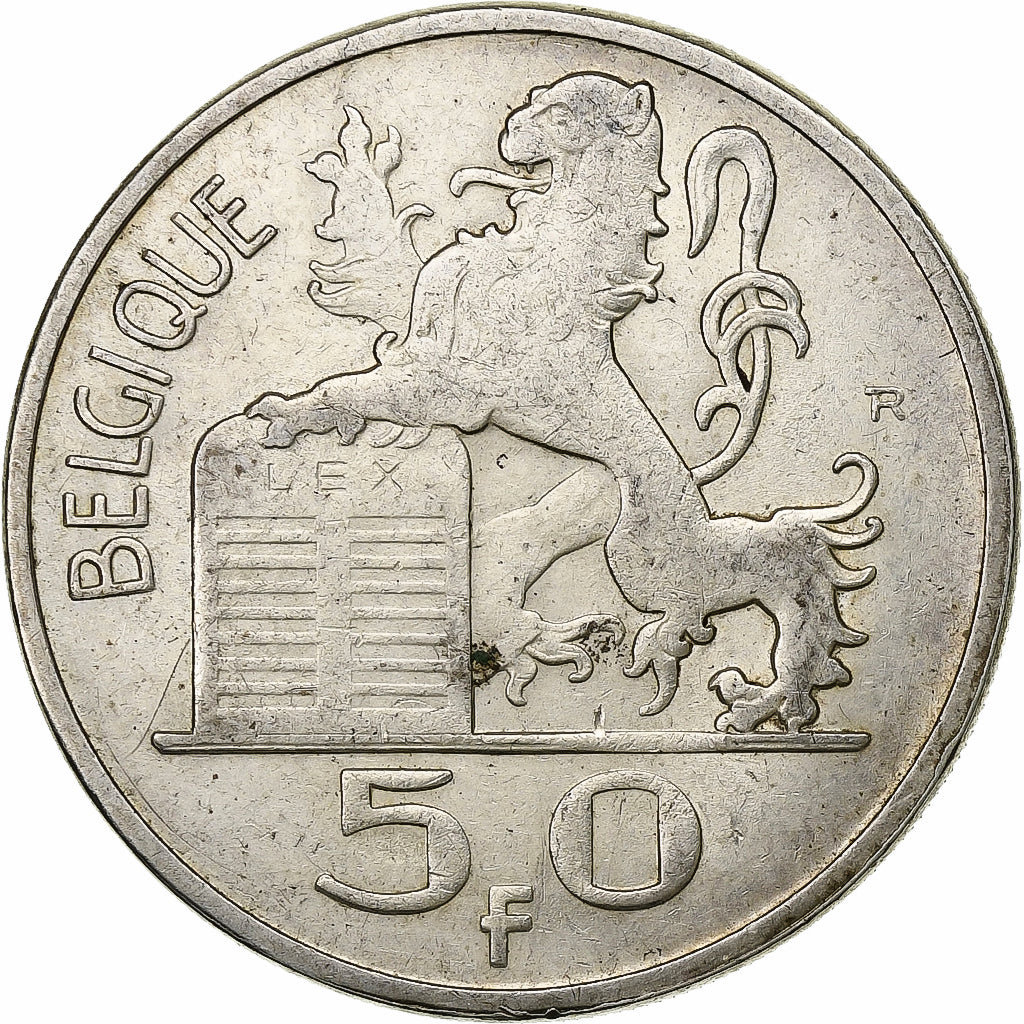 Belgium, 50 Francs, 50 Frank, 1951, Brussels, Silver, EF(40-45), KM:137