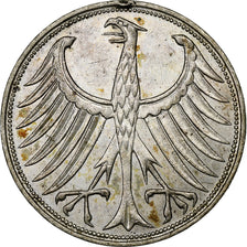 République fédérale allemande, 5 Mark, 1961, Hamburg, Argent, TB+, KM:112.1