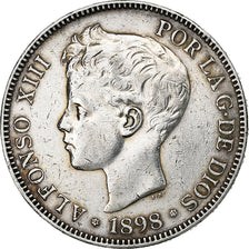 Spagna, Alfonso XIII, 5 Pesetas, 1898, Madrid, Argento, BB+, KM:707
