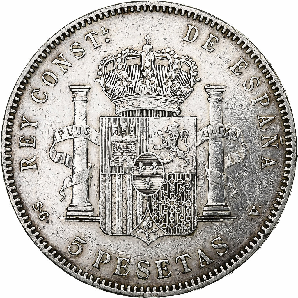 Spagna, Alfonso XIII, 5 Pesetas, 1898, Madrid, Argento, BB+, KM:707
