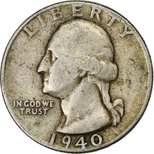 United States, Quarter, Washington Quarter, 1940, U.S. Mint, Silver, VF(30-35)