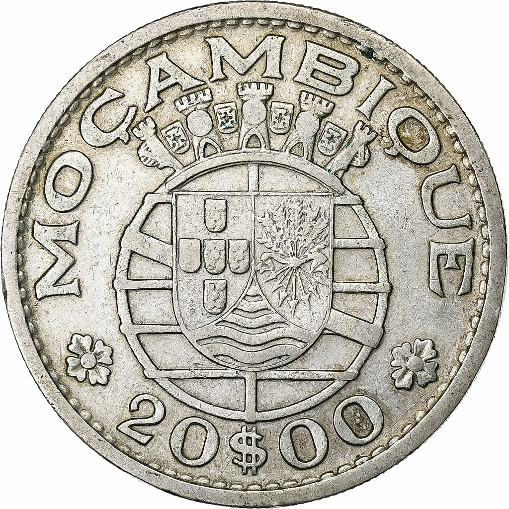Mozambique, 20 Escudos, 1955, Silver, AU(50-53), KM:80