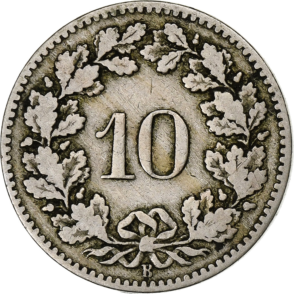 Suiza, 10 Rappen, 1881, Bern, Cobre - níquel, BC+, KM:27
