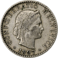 Switzerland, 20 Rappen, 1897, Bern, Nickel, VF(30-35), KM:29