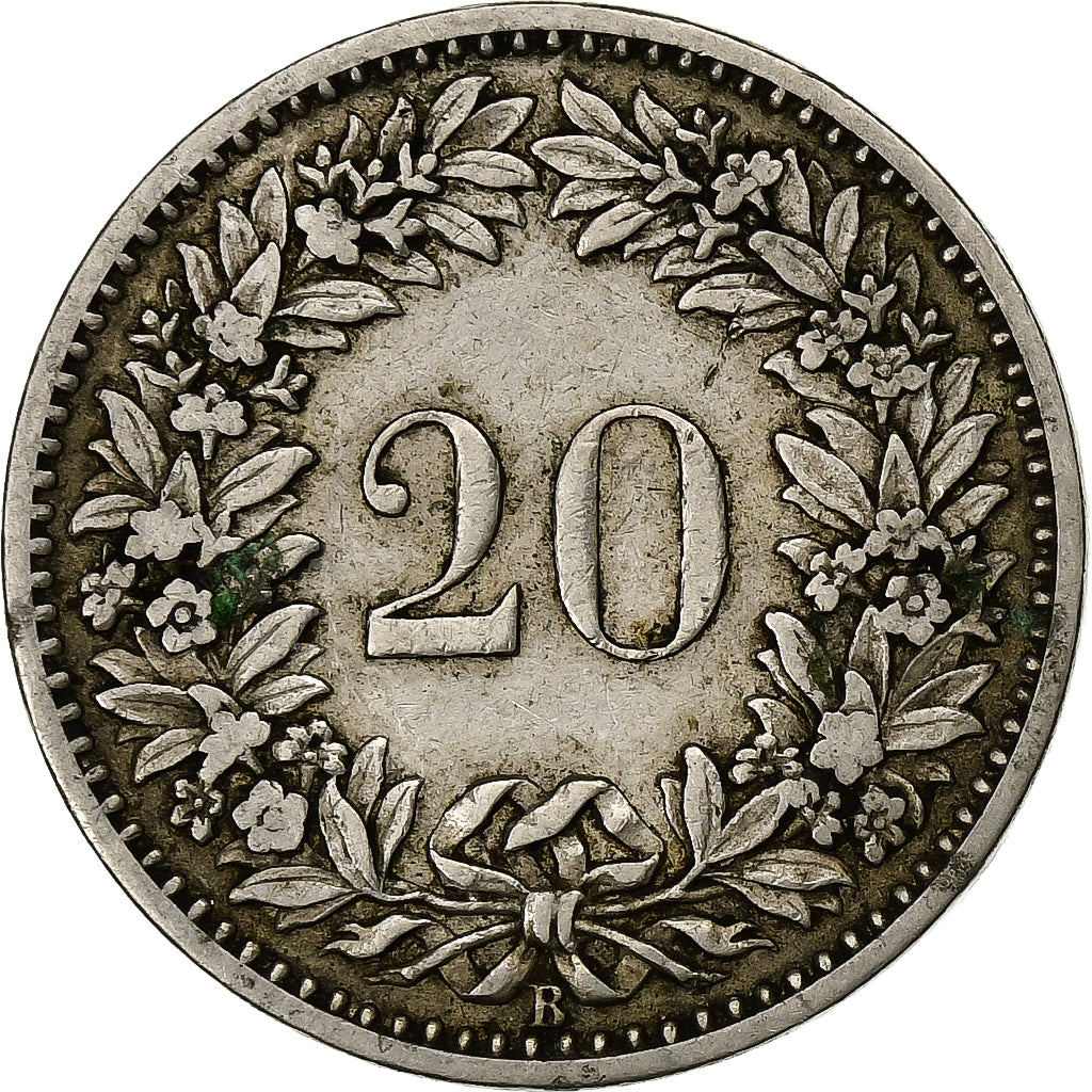 Switzerland, 20 Rappen, 1897, Bern, Nickel, VF(30-35), KM:29