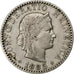 Suiza, 20 Rappen, 1885, Bern, Níquel, MBC, KM:29