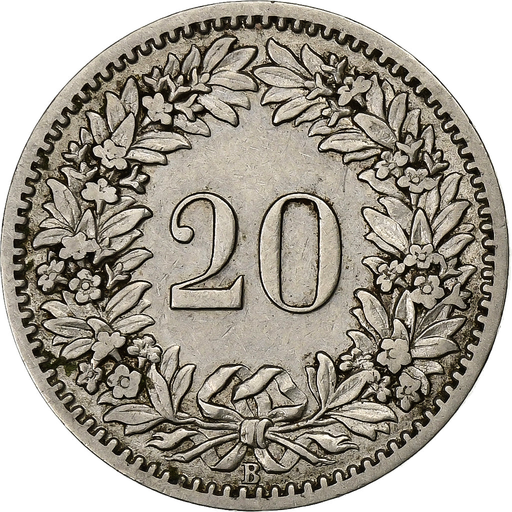 Suiza, 20 Rappen, 1885, Bern, Níquel, MBC, KM:29