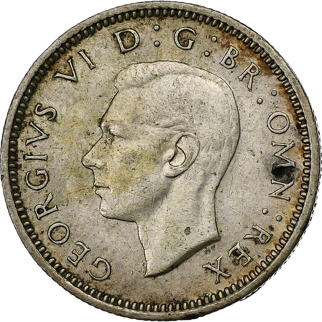 Gran Bretaña, George VI, 6 Pence, 1941, Plata, EBC, KM:852
