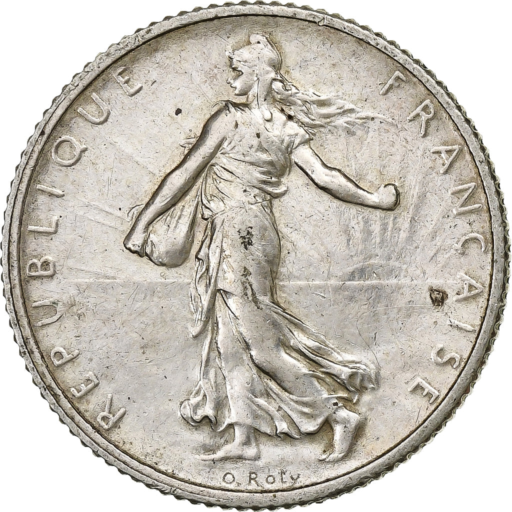 Francja, Franc, Semeuse, 1917, Paris, Srebro, AU(55-58), KM:844.1
