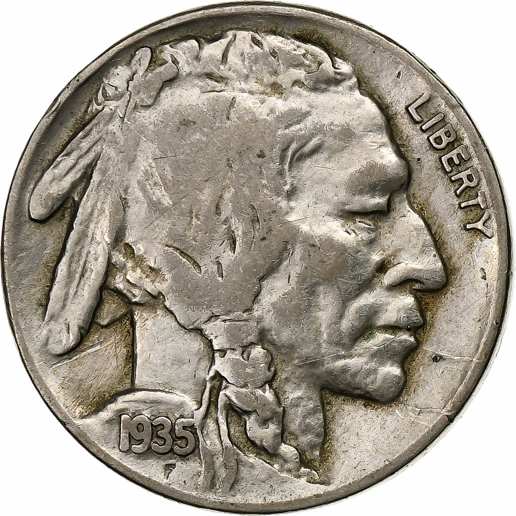 Stati Uniti, 5 Cents, Buffalo Nickel, 1935, U.S. Mint, Rame-nichel, MB+, KM:134