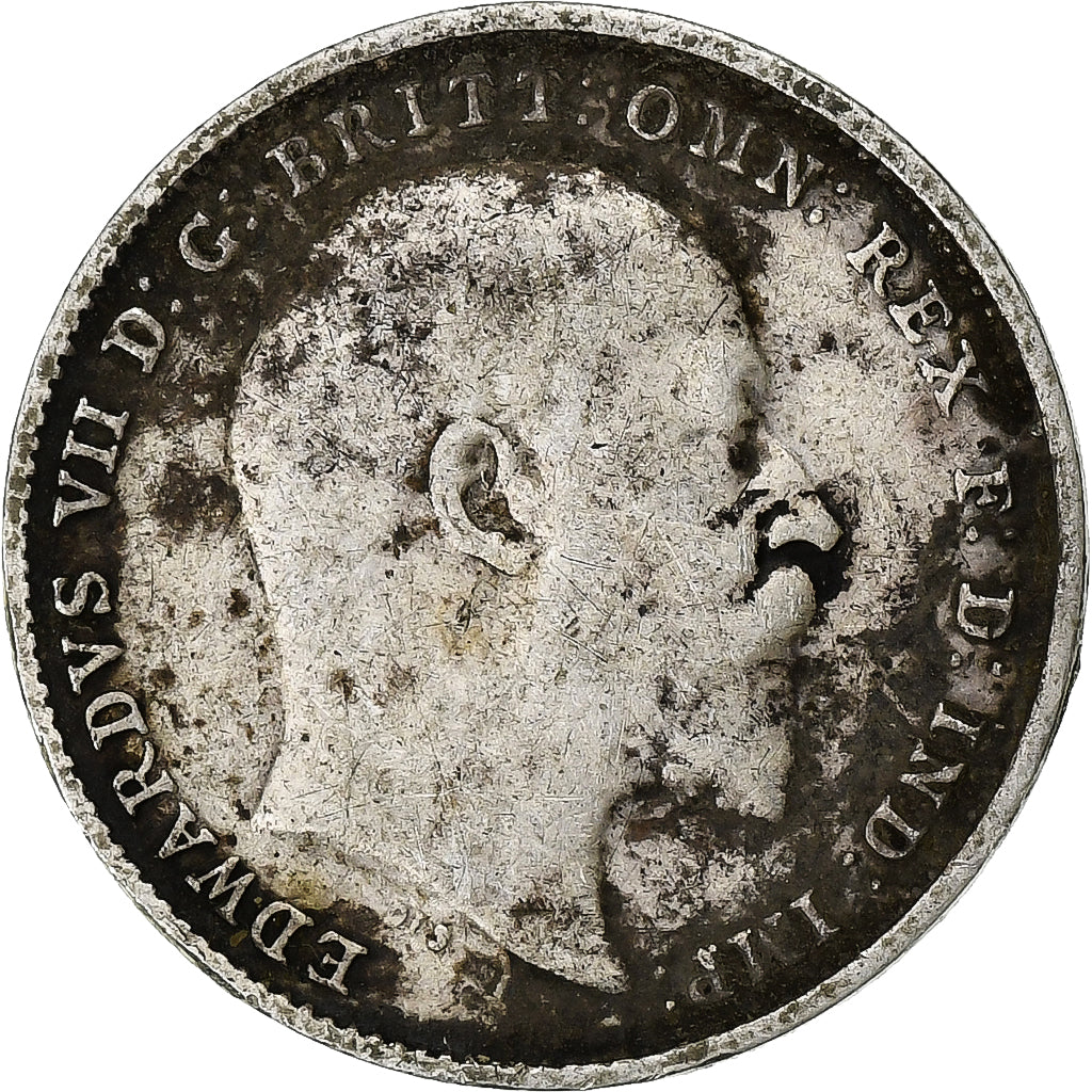Wielka Brytania, Edward VII, 6 Pence, 1909, Srebro, EF(40-45), KM:799