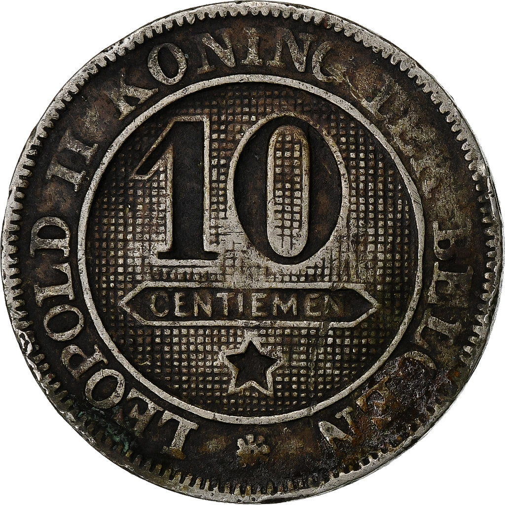Belgien, Leopold II, 10 Centimes, 1894, Kupfer-Nickel, SS, KM:43