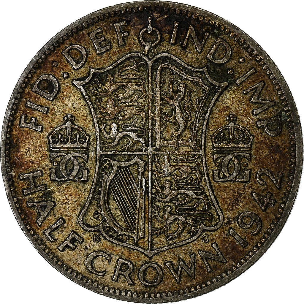 Great Britain, George VI, 1/2 Crown, 1942, Silver, EF(40-45), KM:856