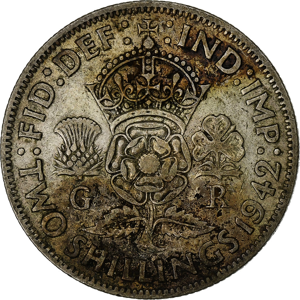 Great Britain, George VI, Florin, Two Shillings, 1942, Silver, EF(40-45), KM:855