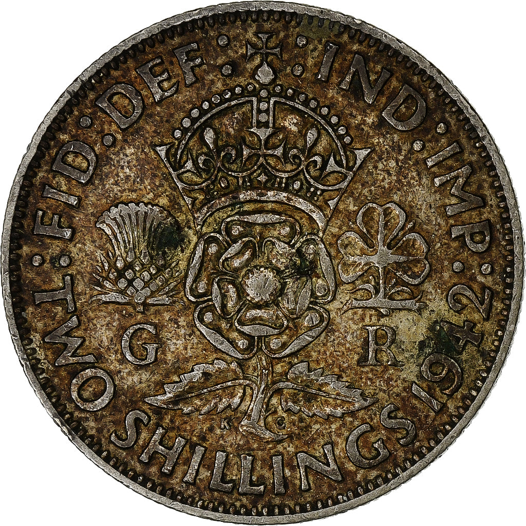 Gran Bretagna, George VI, Florin, Two Shillings, 1942, Argento, BB, KM:855