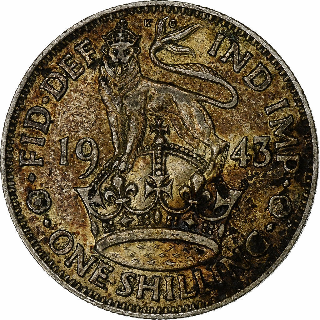 Wielka Brytania, George VI, Shilling, 1943, Srebro, AU(50-53), KM:854