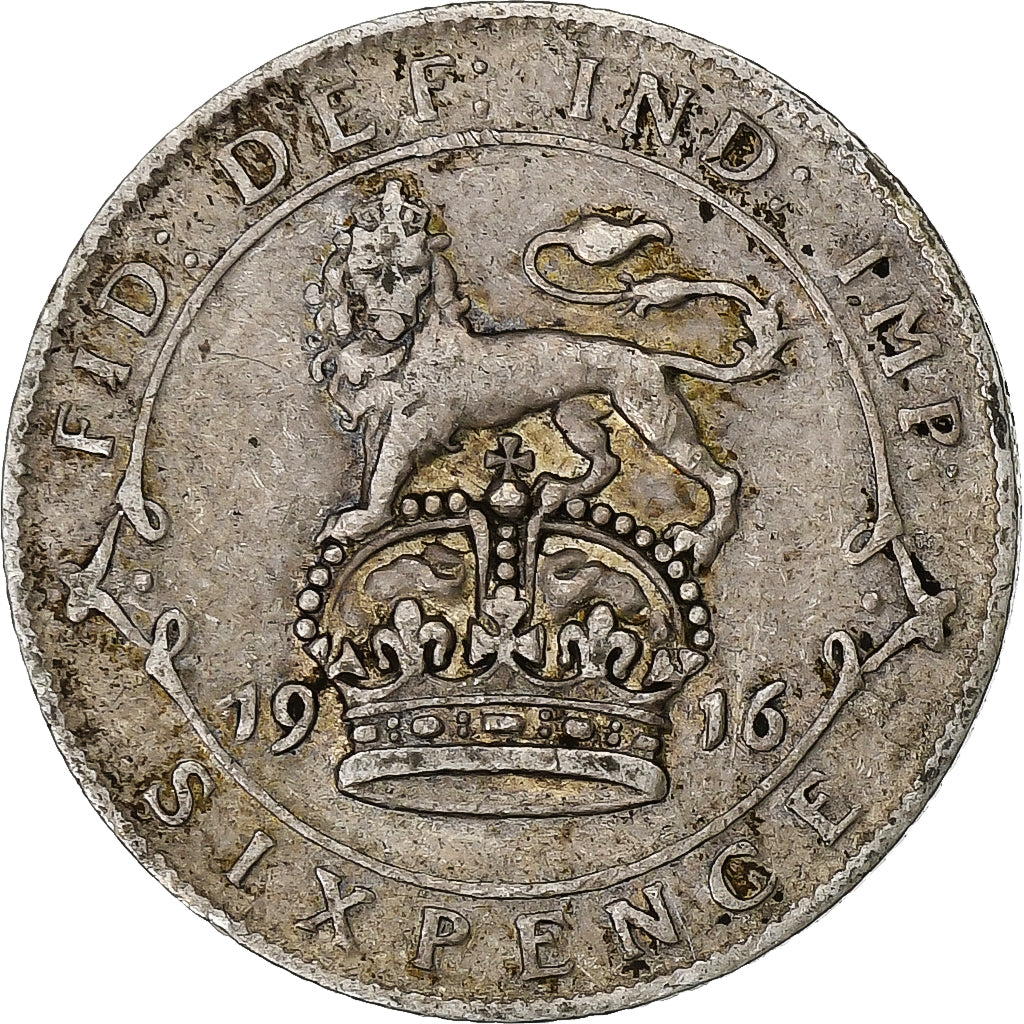 Wielka Brytania, George V, 6 Pence, 1916, Srebro, EF(40-45), KM:815