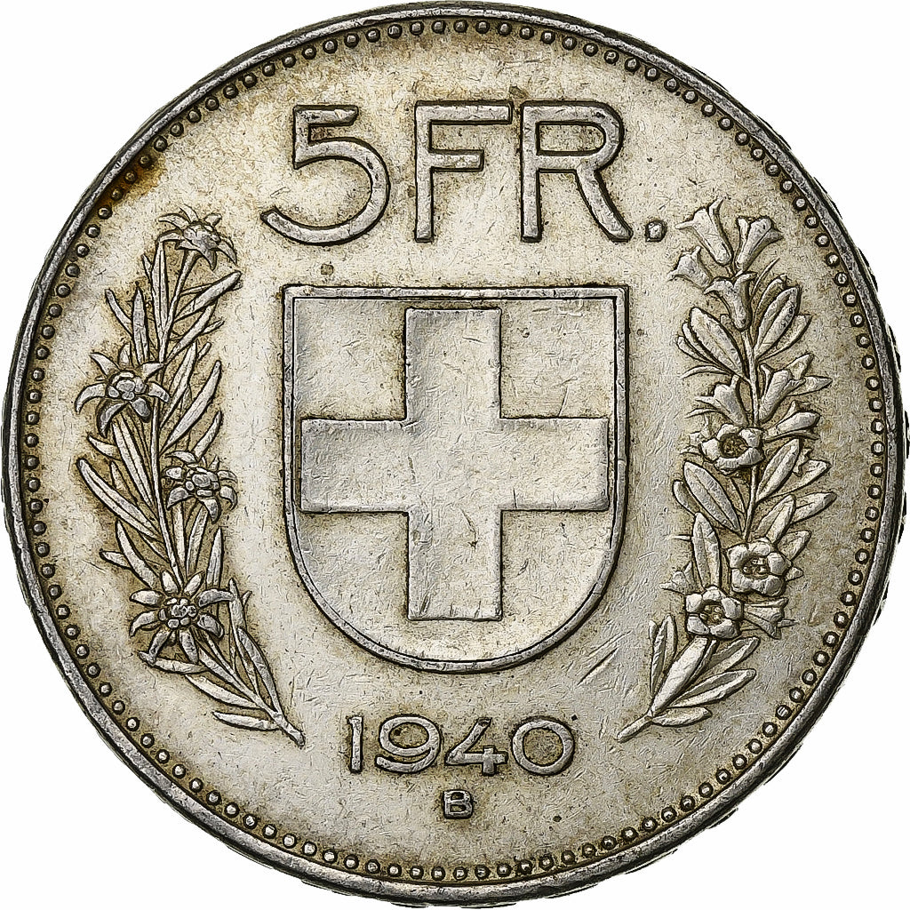 Switzerland, 5 Francs, 1940, Bern, Silver, AU(50-53), KM:40