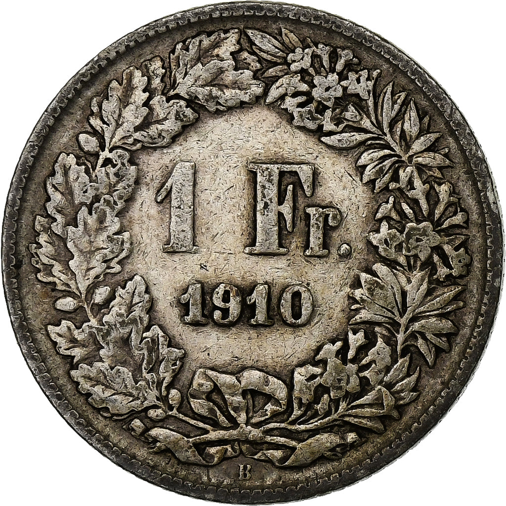 Suiza, Franc, 1910, Bern, Plata, BC+, KM:24