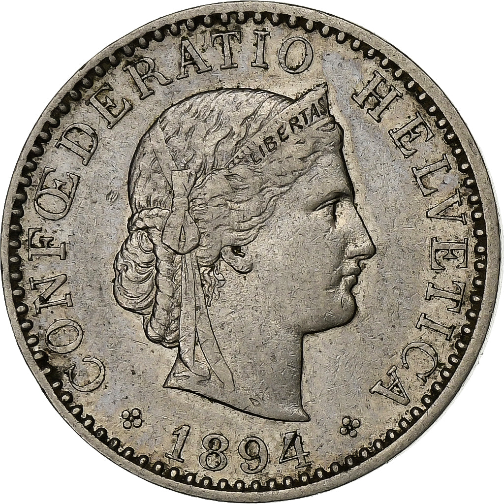 Suiza, 20 Rappen, 1894, Bern, Níquel, MBC, KM:29
