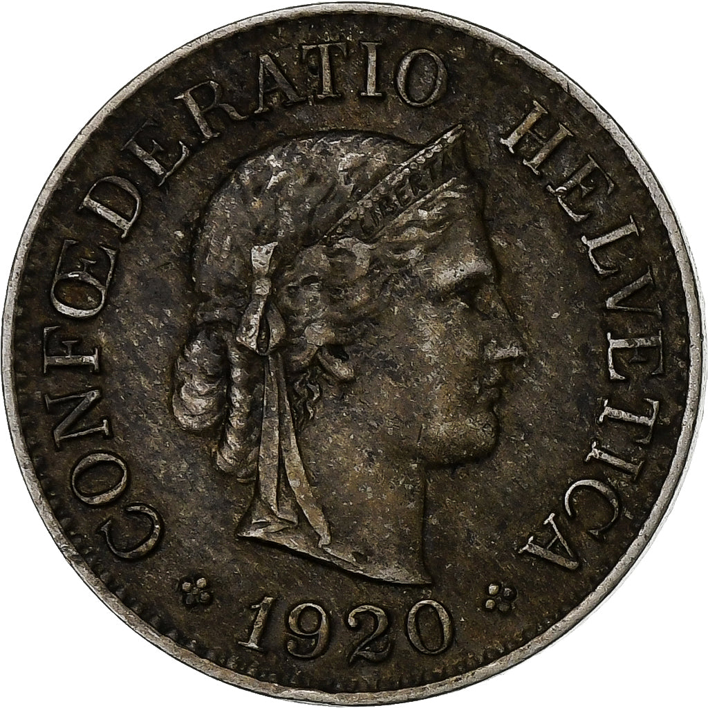 Suiza, 10 Rappen, 1920, Bern, Cobre - níquel, BC+, KM:27