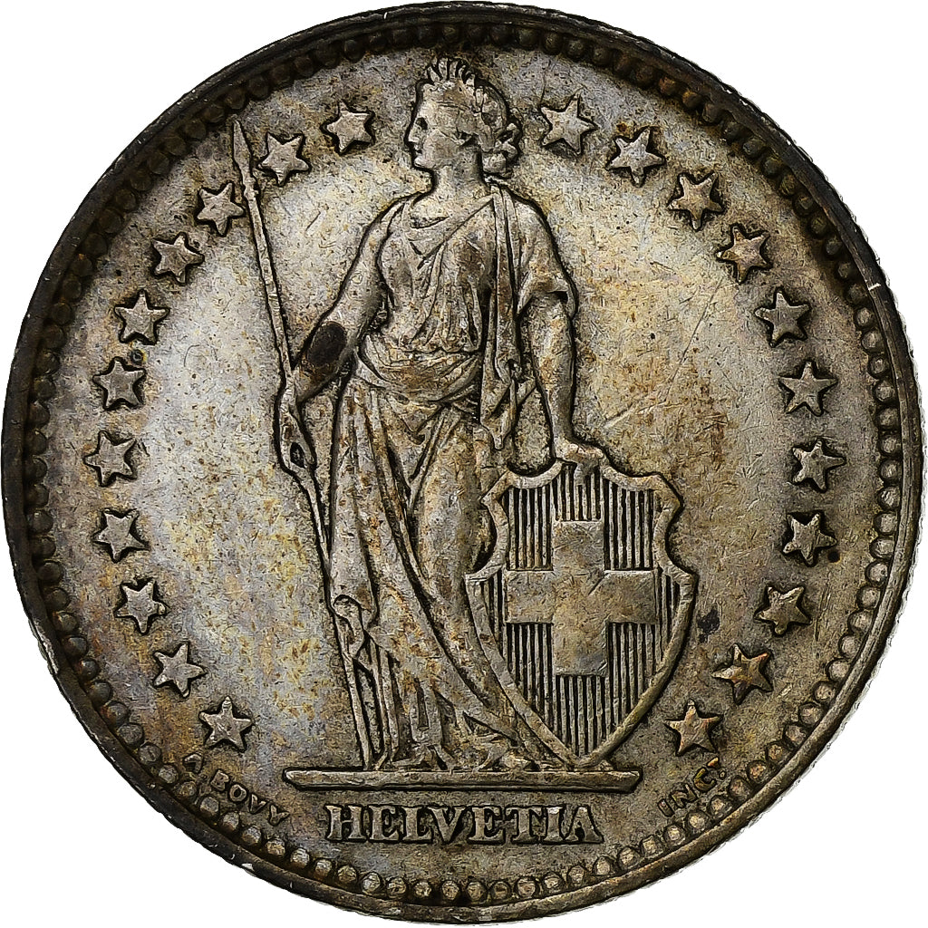 Switzerland, 1/2 Franc, 1942, Bern, Silver, EF(40-45), KM:23