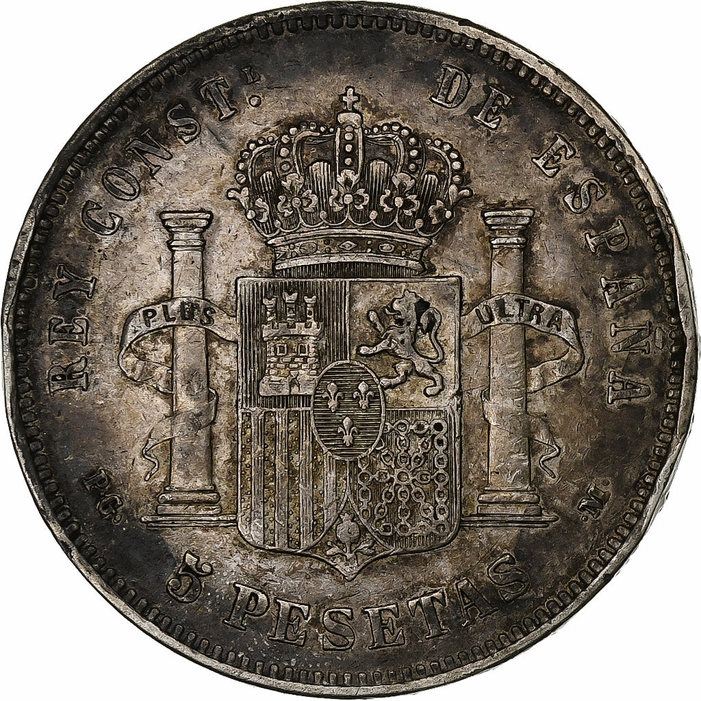 Espagne, Alfonso XIII, 5 Pesetas, 1891, Madrid, Argent, TB+, KM:689