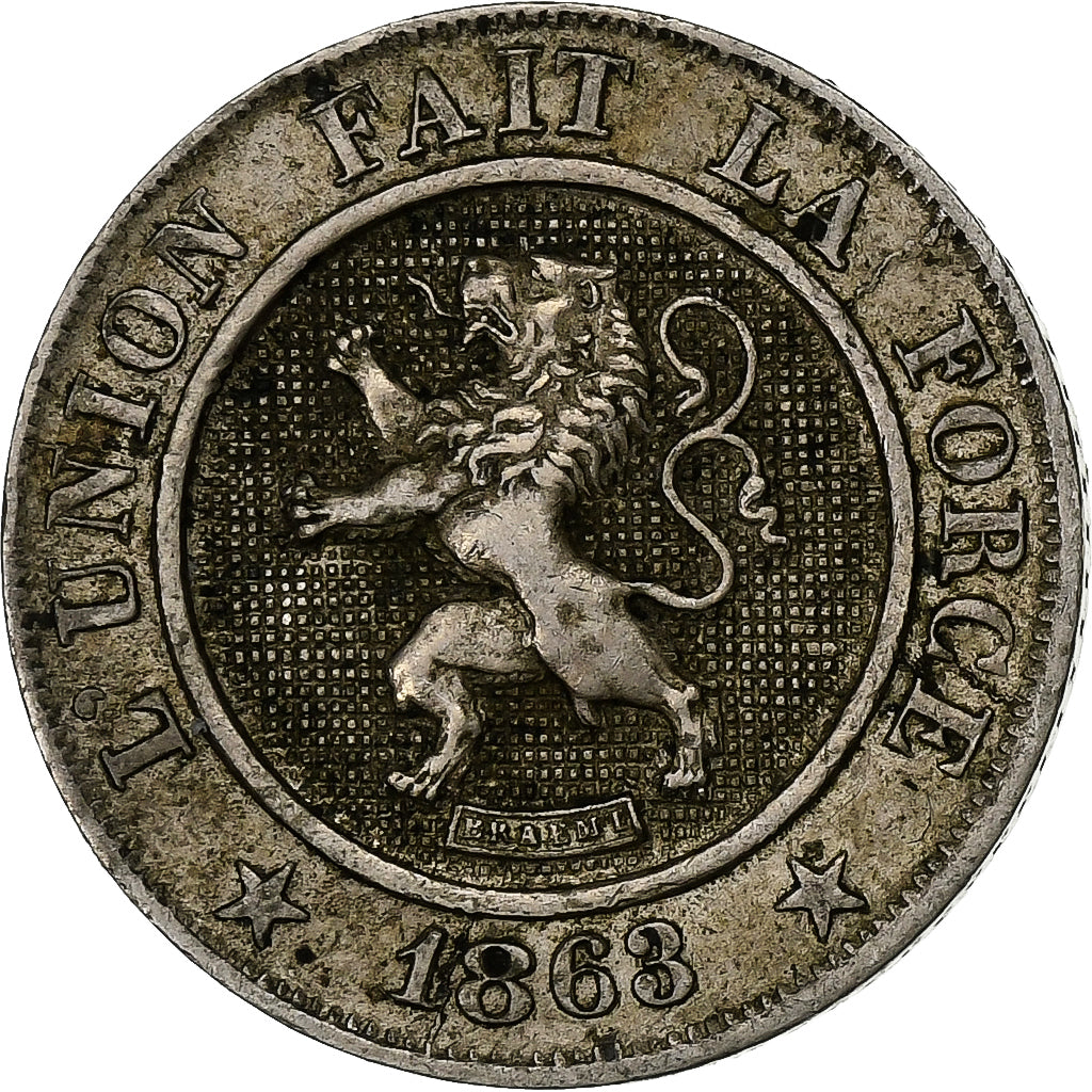België, Leopold I, 10 Centimes, 1863, Cupro-nikkel, ZF, KM:22