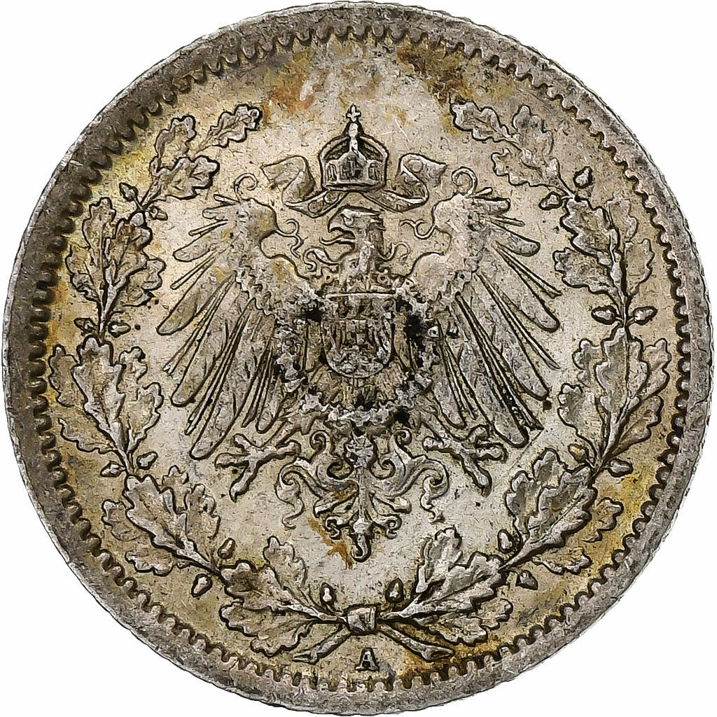 GERMANY - EMPIRE, 1/2 Mark, 1913, Berlin, Silber, SS, KM:17