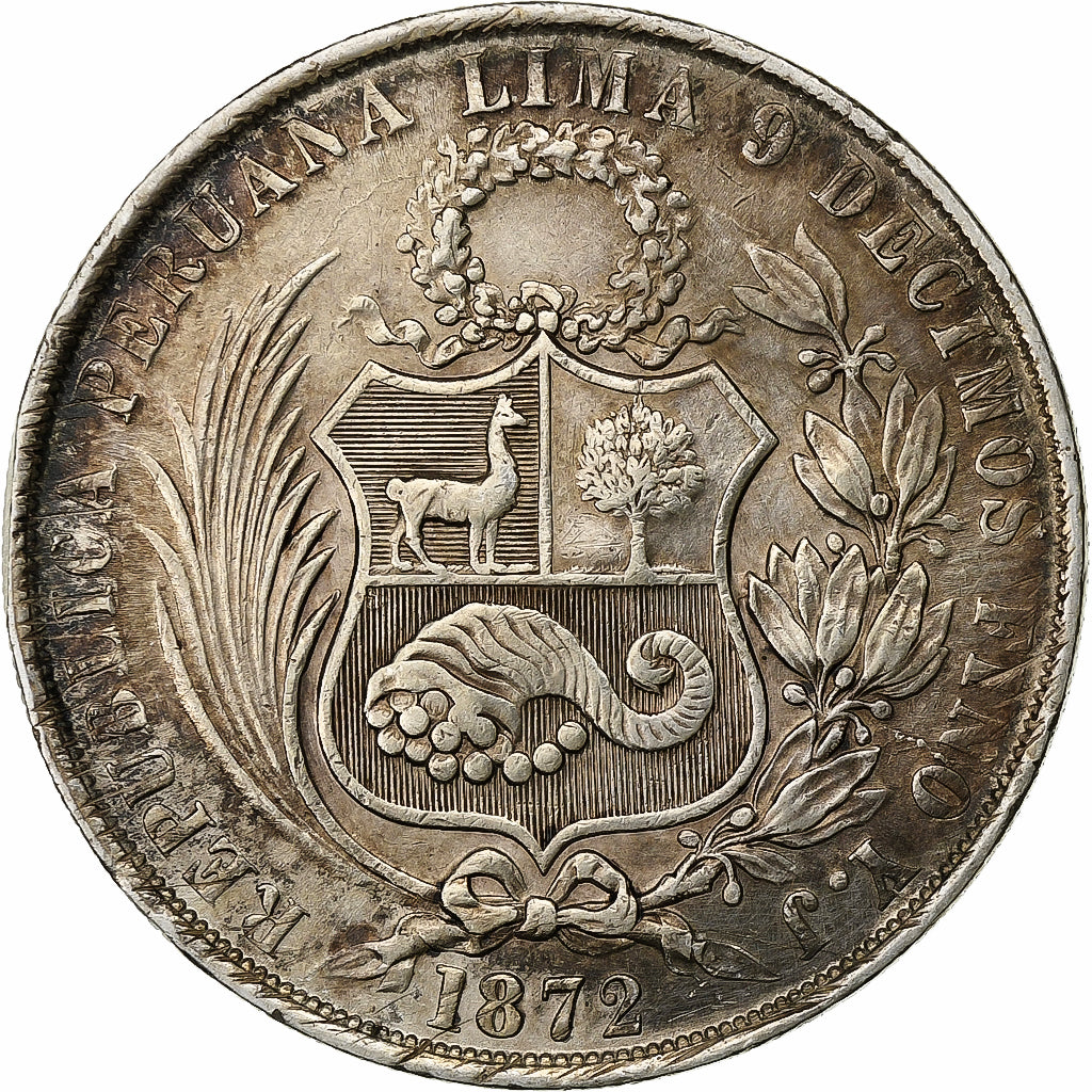 Perù, SOUTH PERU, Sol, 1872, Lima, Argento, MB+, KM:196.3