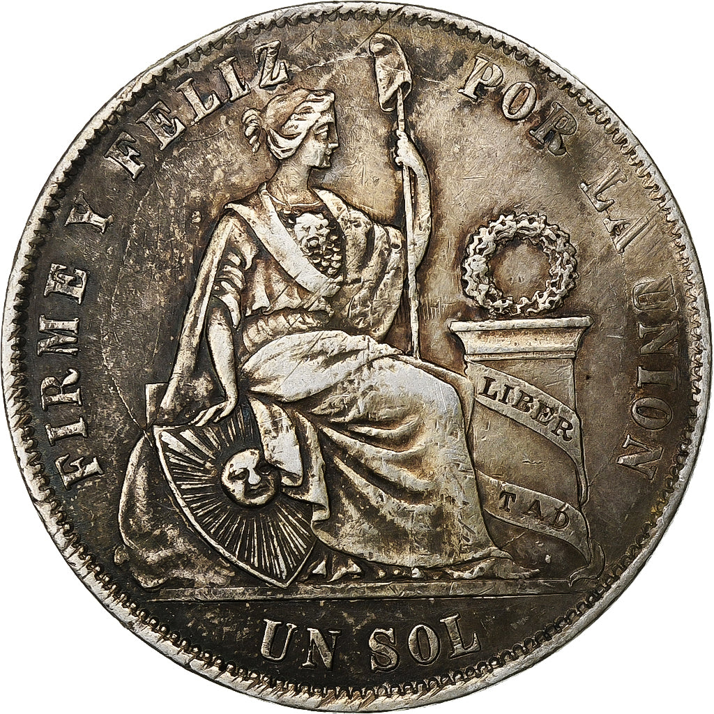 Perù, SOUTH PERU, Sol, 1872, Lima, Argento, MB+, KM:196.3