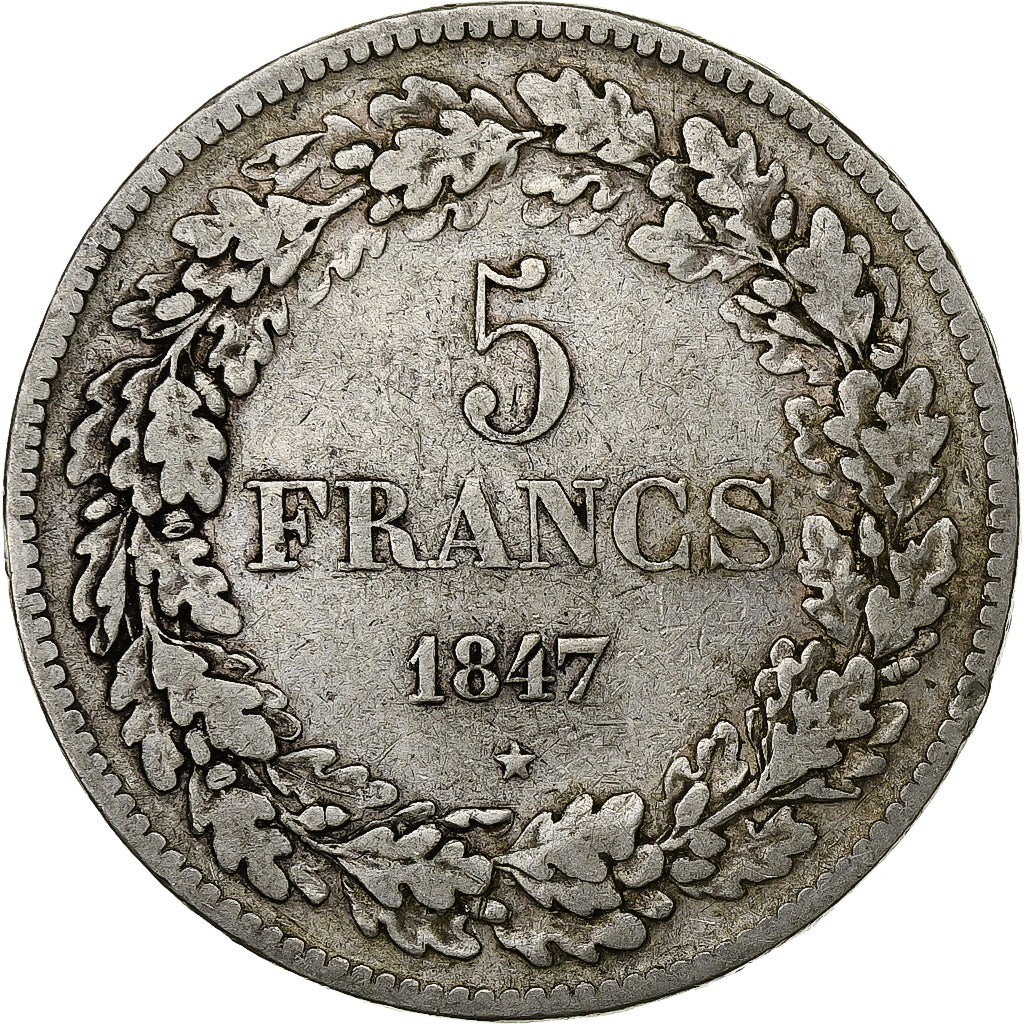 Belgium, Leopold I, 5 Francs, 5 Frank, 1847, Silver, VF(30-35), KM:3.2