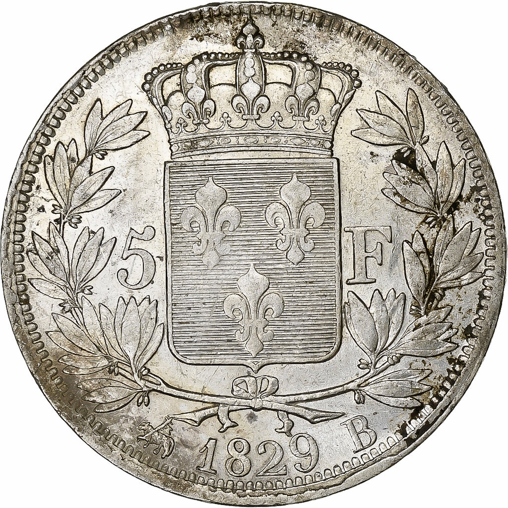 France, 5 Francs, Charles X, 1829, Rouen, Silver, EF(40-45), KM:728.2