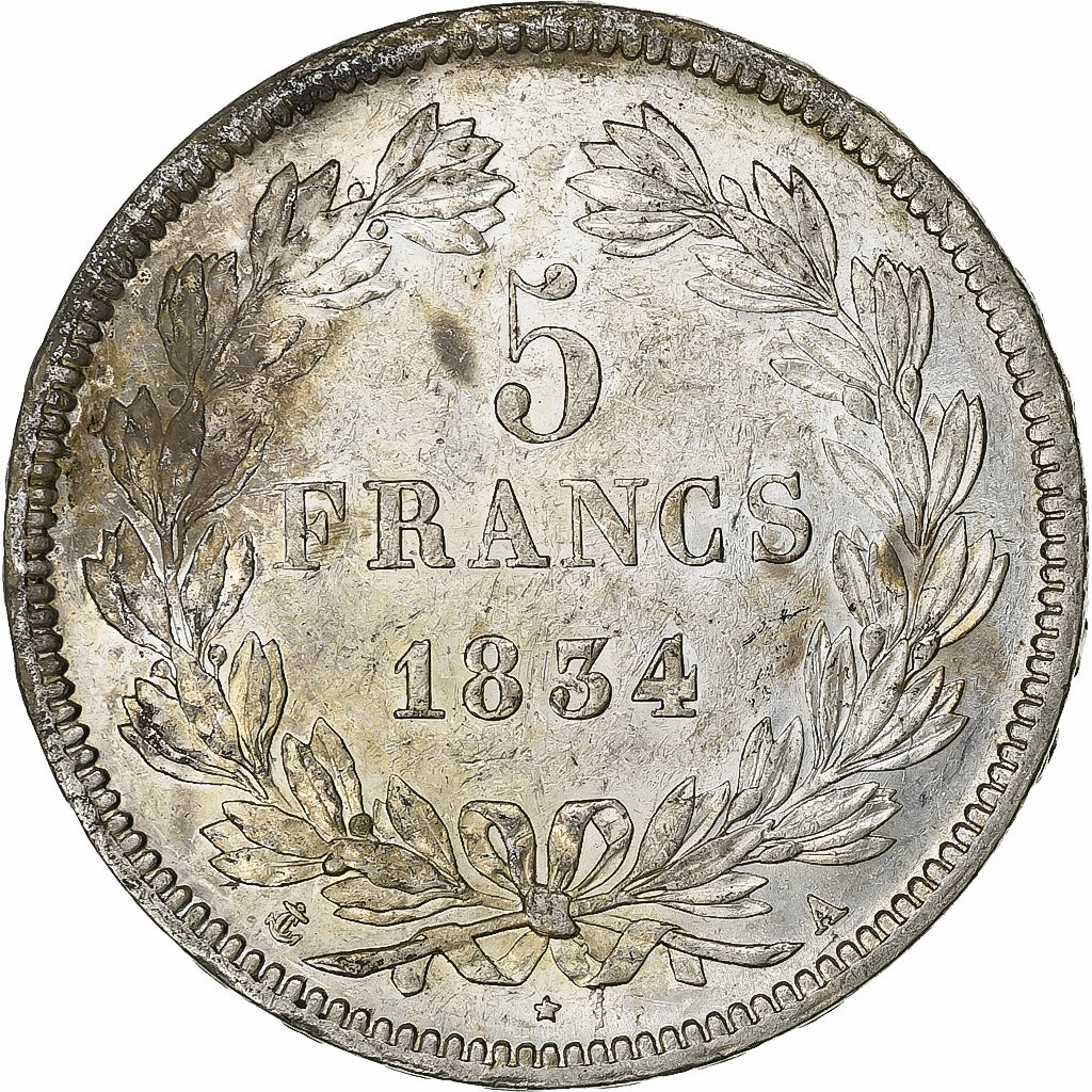 France, 5 Francs, Louis-Philippe, 1834, Paris, Silver, EF(40-45), KM:749.1