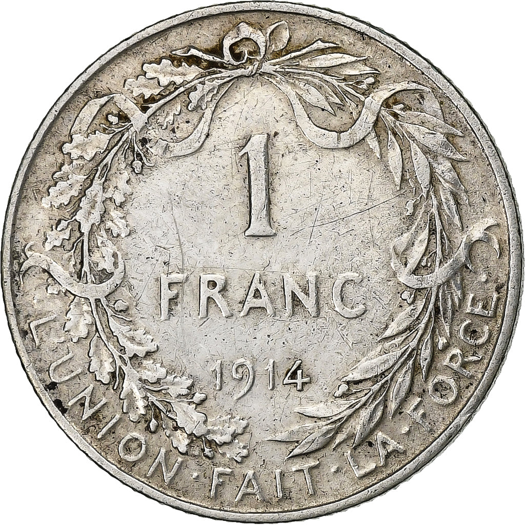 Belgia, Franc, 1914, Srebro, EF(40-45), KM:73.1