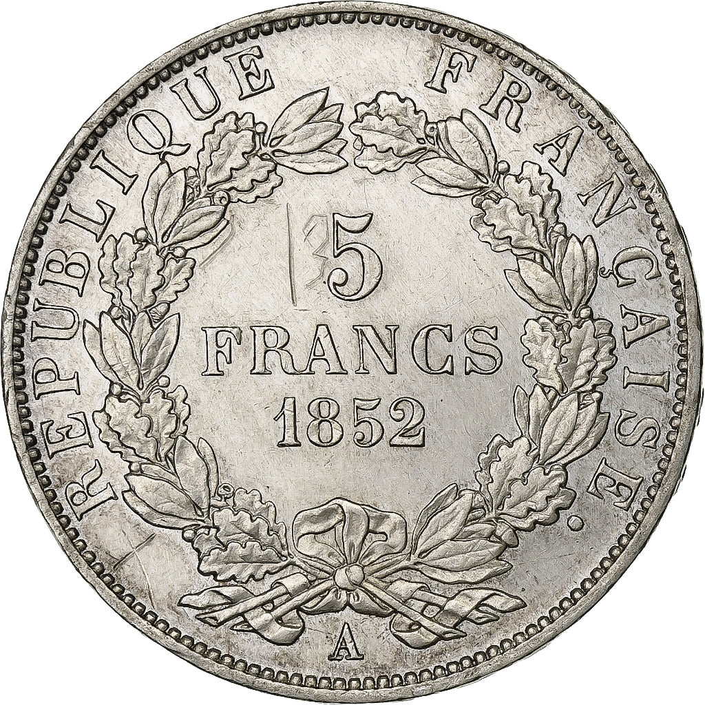 Francia, 5 Francs, Napoléon III, 1852, Paris, Plata, EBC, KM:773.1